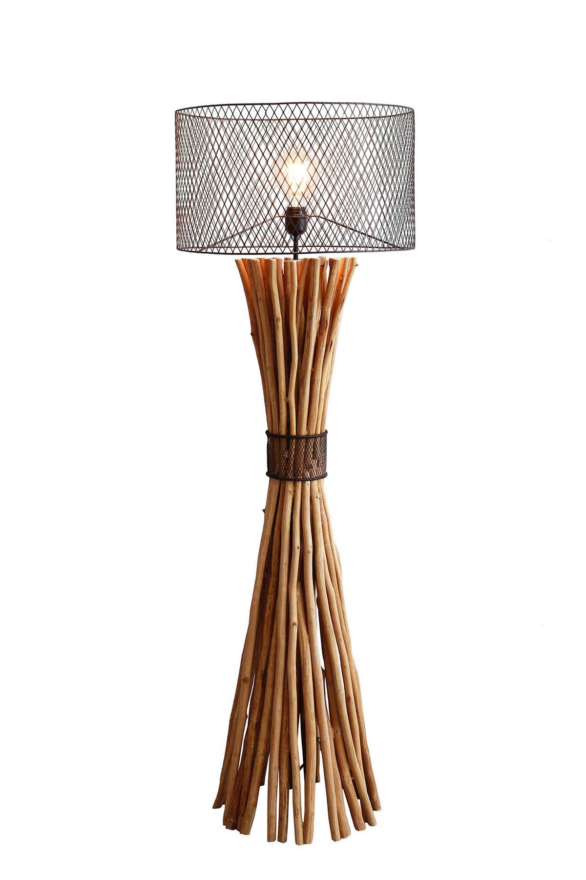 Stoječa Svetilka Driftwood - črna/naravne barve, Design, kovina/les (35/149/35cm) - P & B