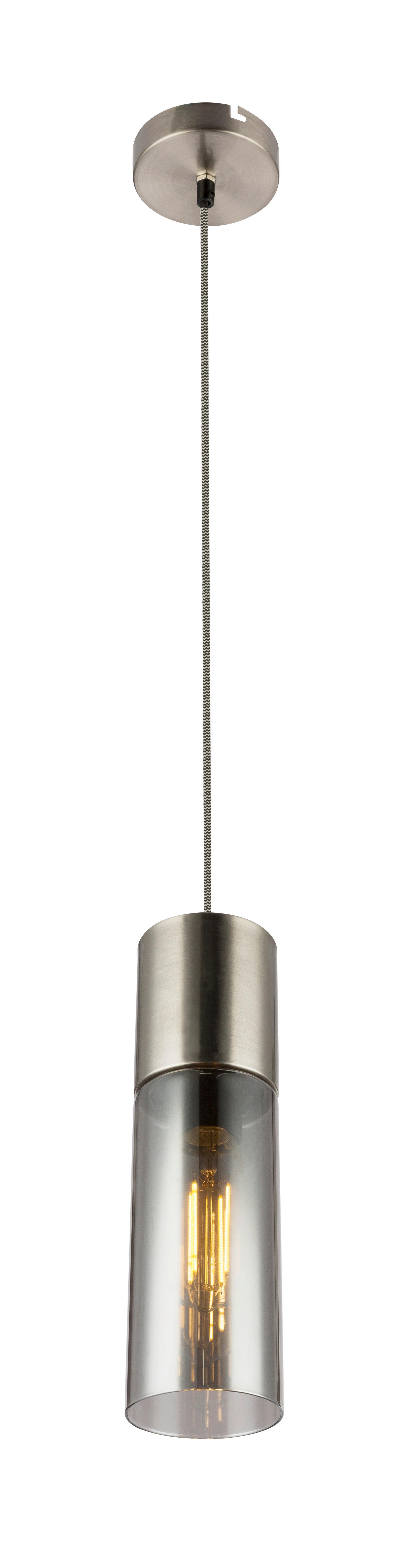 Hängeleuchte 21000HN in Nickelfarben max. 25 Watt - Nickelfarben, KONVENTIONELL, Glas/Metall (10.5/150cm) - Globo