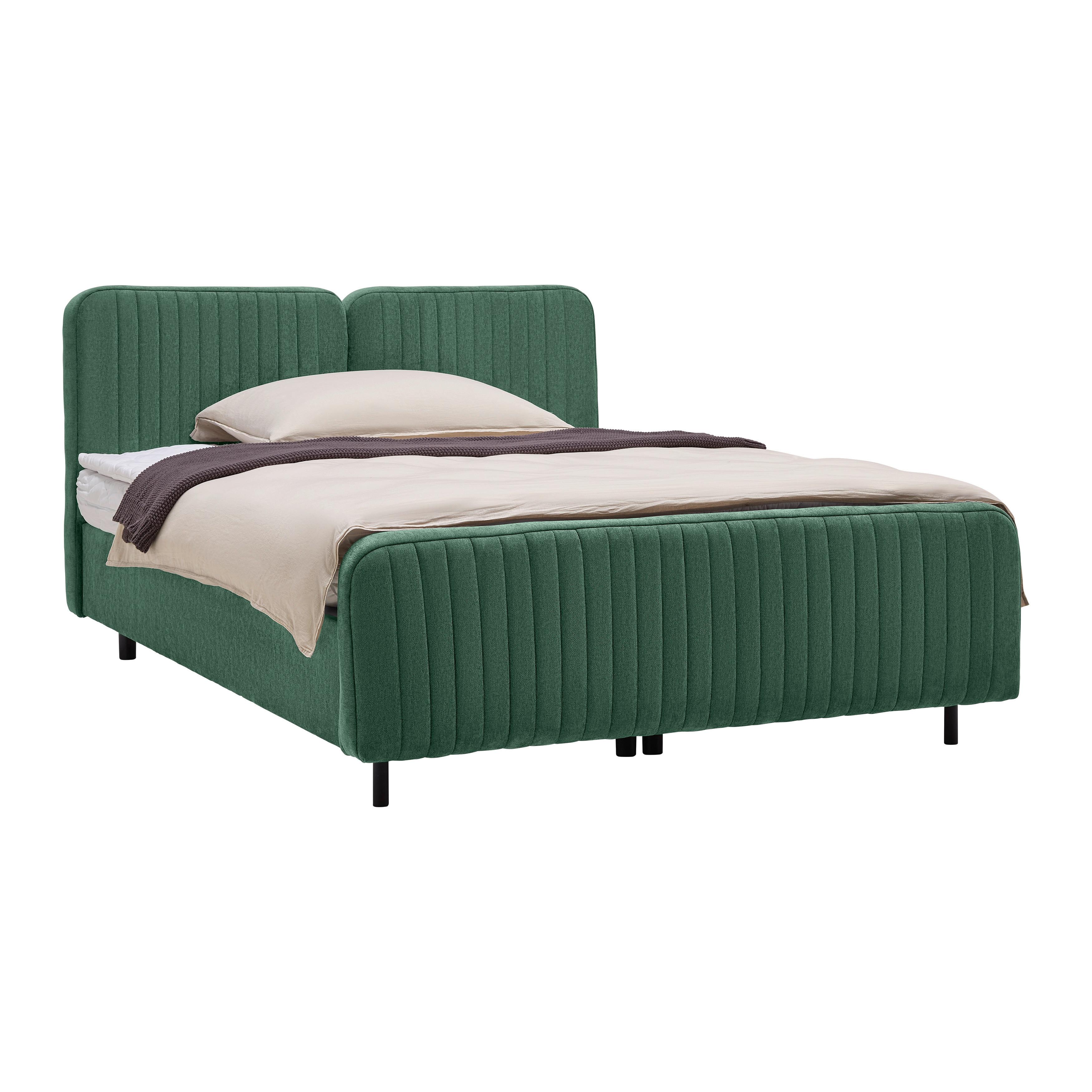 Boxbett Livetto Grün ca. 180x200cm - Schwarz/Grün, KONVENTIONELL, Holz/Textil (180/200cm) - Mömax
