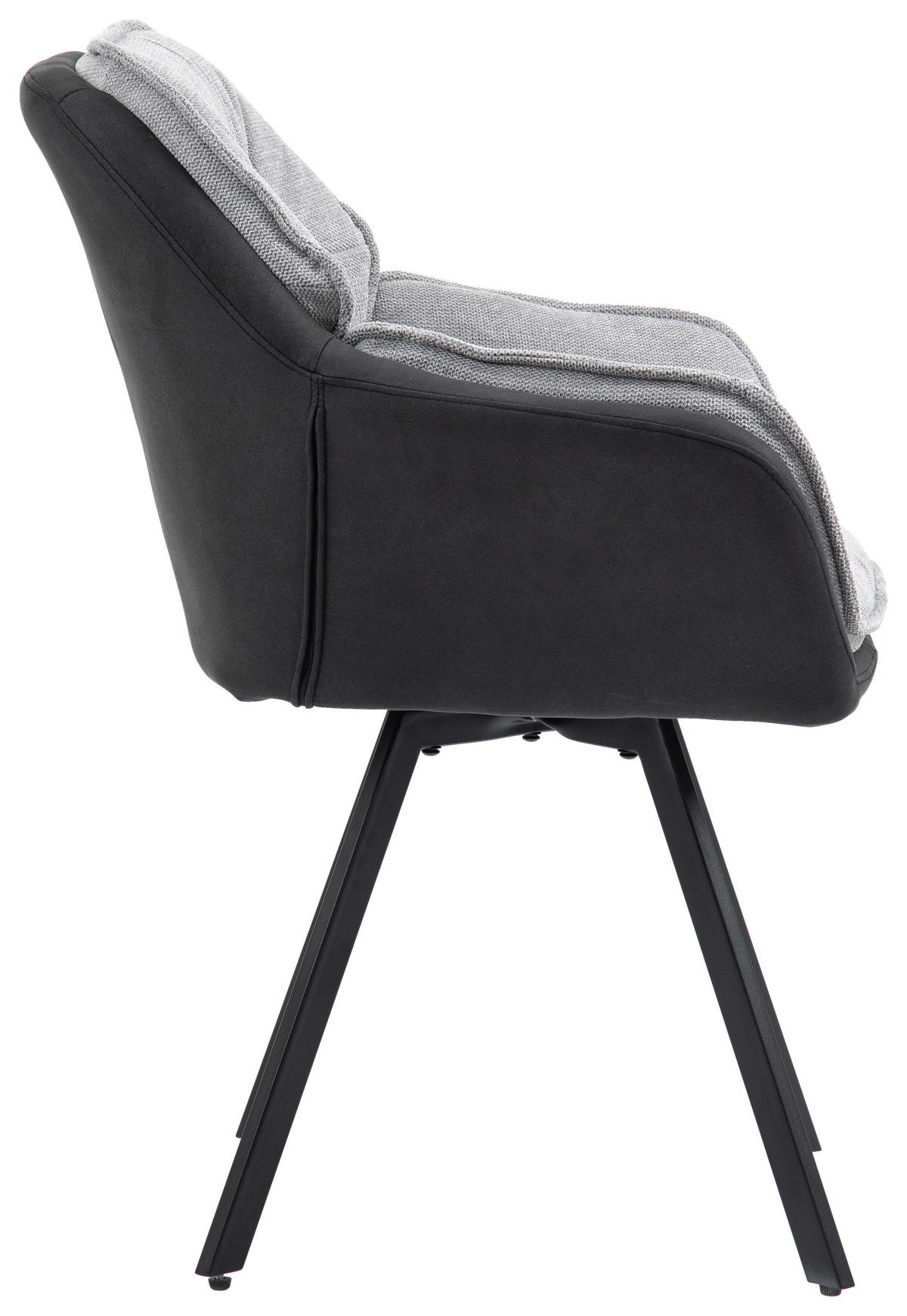 KRZESŁO Z PODŁOKIETNIKAMI LUKAS - antracytowy/czarny, Design, metal/tkanina (61/89/62cm) - Novel