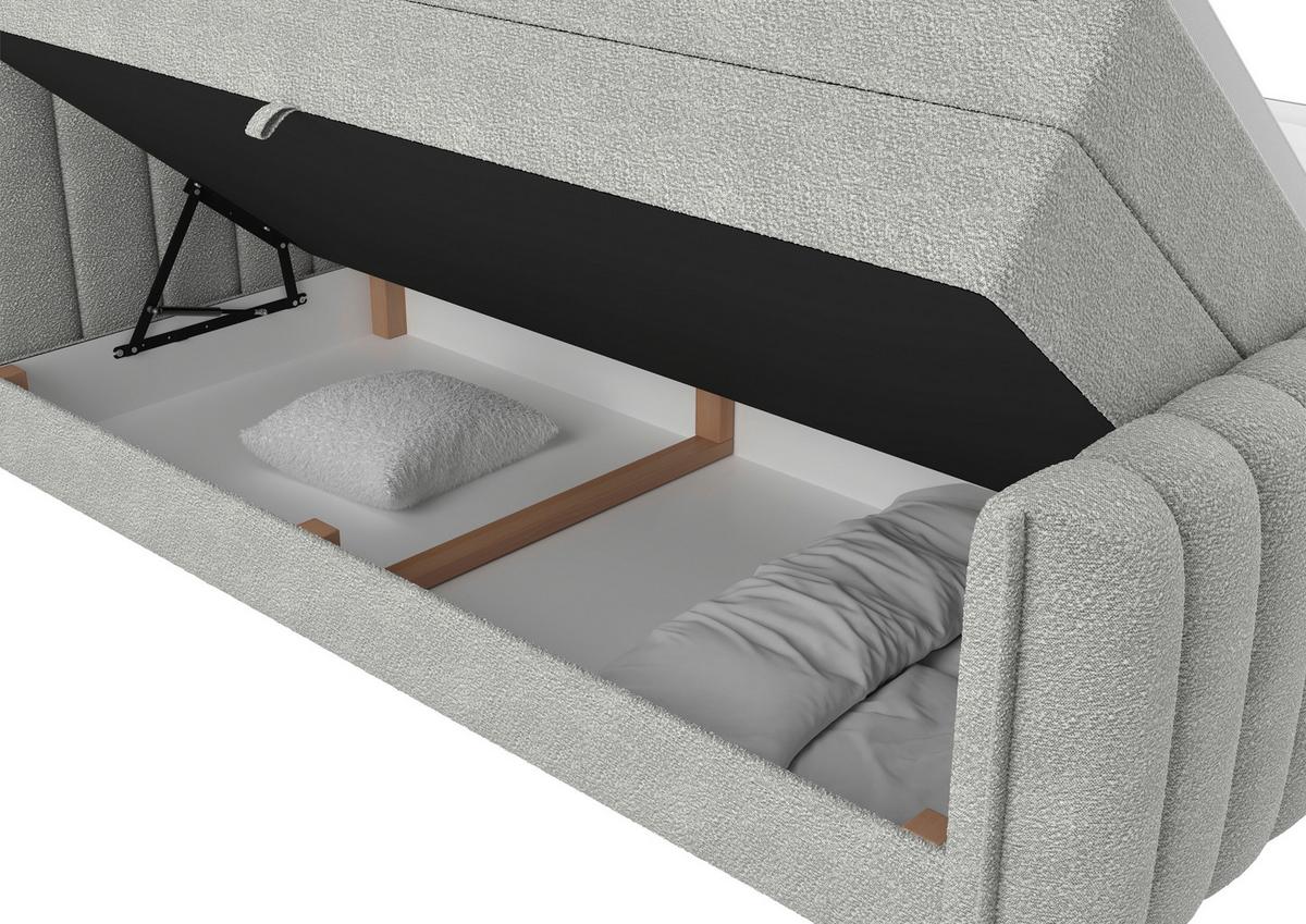 PAT BOXSPRING LINA - gri deschis, Konventionell, plastic/lemn (200/200cm) - Premium Living