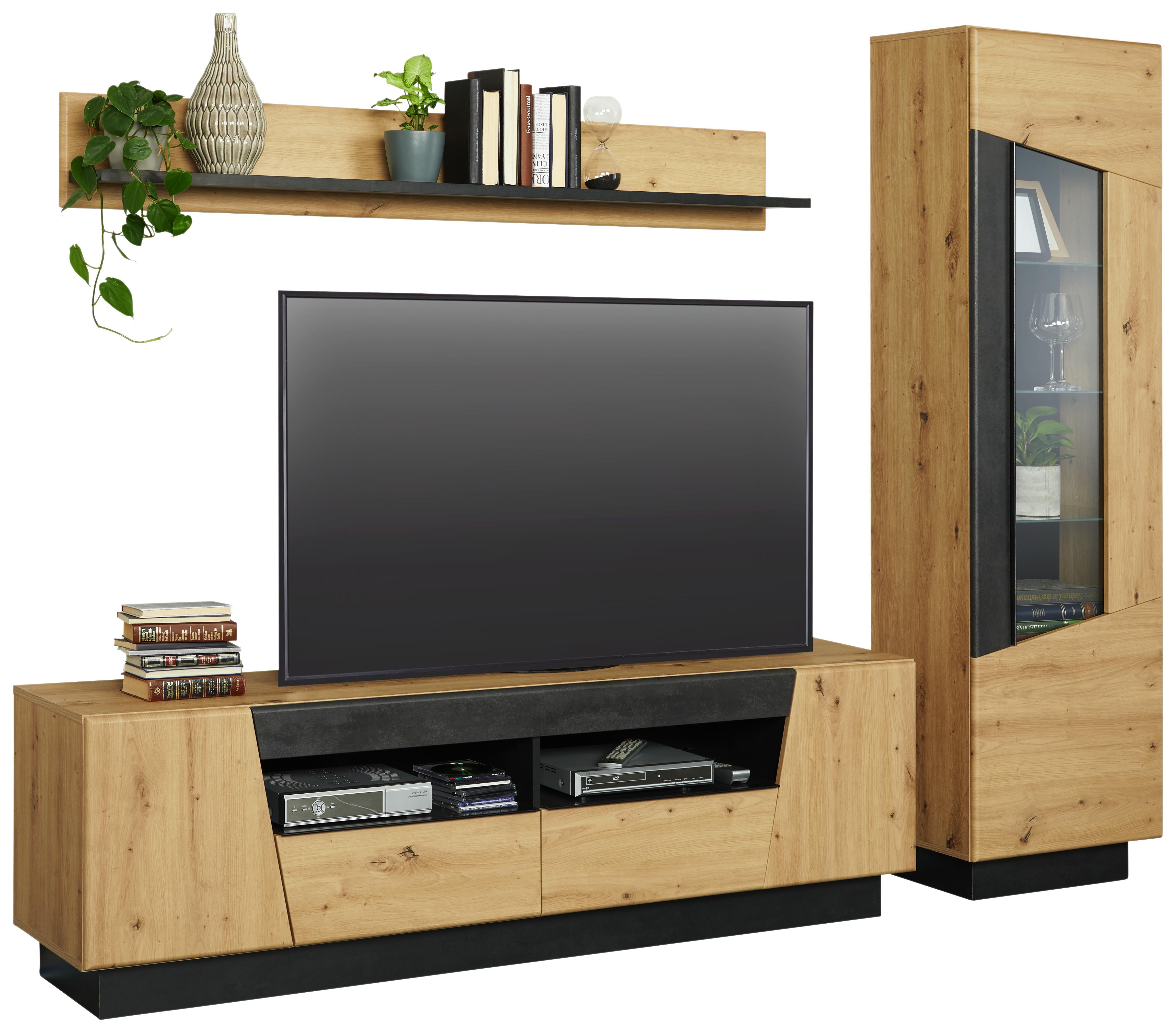 Wohnwand In Grau Eichefarben Online Kaufen Momax