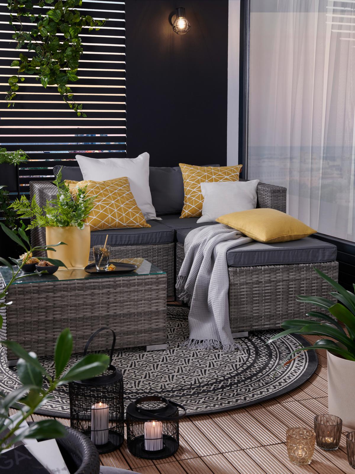 Loungegarnitur Parga in Grau - Grau, Modern, Glas/Kunststoff - Mömax