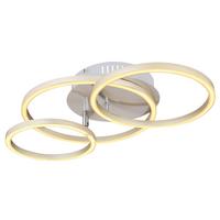 LED-Deckenleuchte Kendy max. 30 Watt - Weiß/Nickelfarben, Basics, Kunststoff/Metall (50/30/9,5cm) - Globo