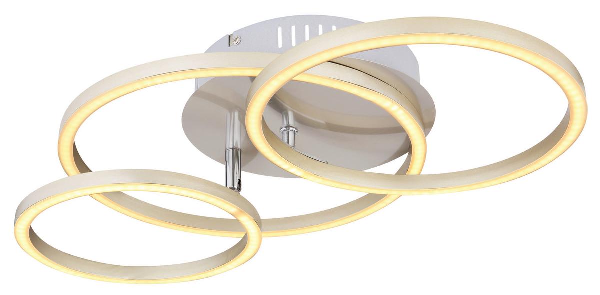 LED-Deckenleuchte Kendy max. 30 Watt - Weiß/Nickelfarben, Basics, Kunststoff/Metall (50/30/9,5cm) - Globo