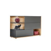 Sideboard Silk Anthrazit/Eiche Wotan - Anthrazit/Eiche Wotan, MODERN, Glas/Holzwerkstoff (120/77/40cm) - P & B