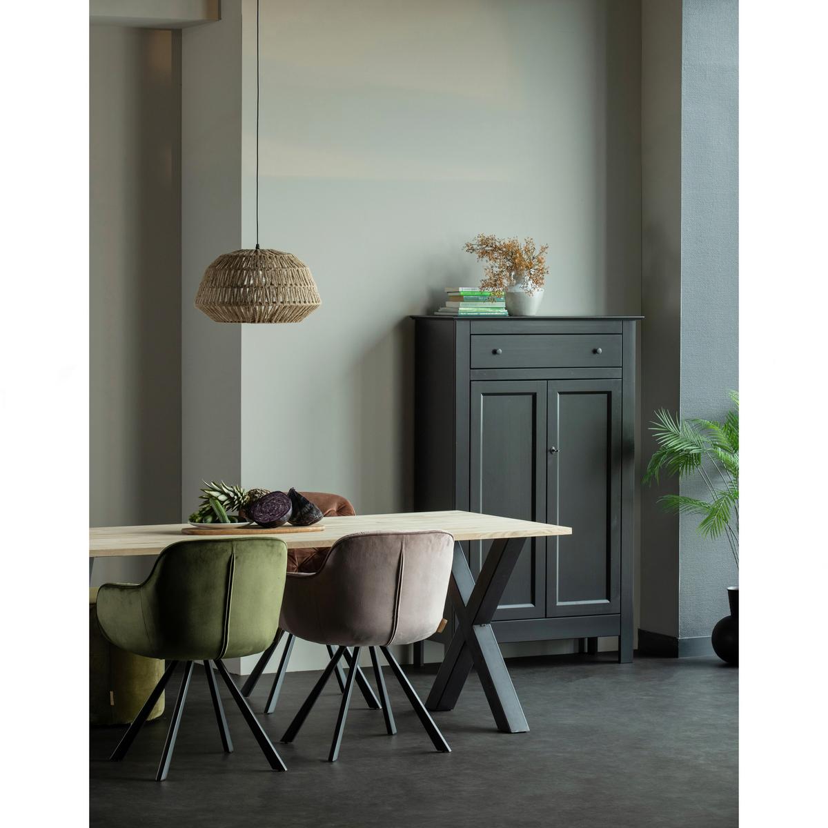 Esstisch Tablo Eichefarben L: 160 cm - Eichefarben/Schwarz, Design, Holz/Metall (160/90/75cm) - Livetastic