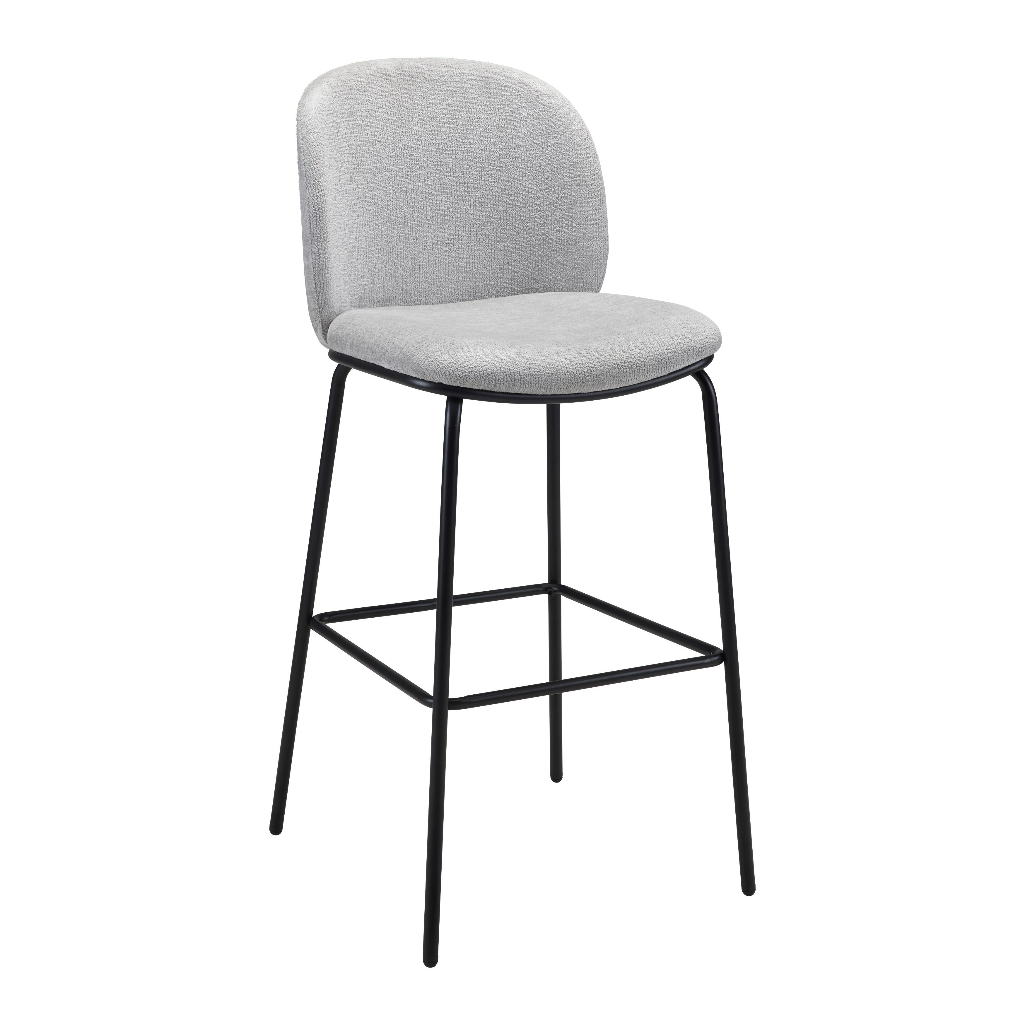Barhocker Malea Hellgrau Chenille Gepolstert - Hellgrau/Schwarz, MODERN, Holz/Textil (46cm) - Bessagi Home
