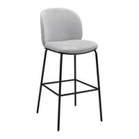 Barhocker Malea Hellgrau Chenille Gepolstert - Hellgrau/Schwarz, MODERN, Holz/Textil (46cm) - Bessagi Home