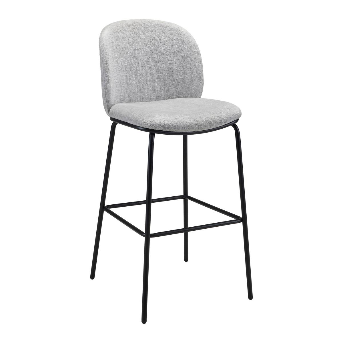 Barhocker Malea Hellgrau Chenille Gepolstert - Hellgrau/Schwarz, MODERN, Holz/Textil (46cm) - Bessagi Home