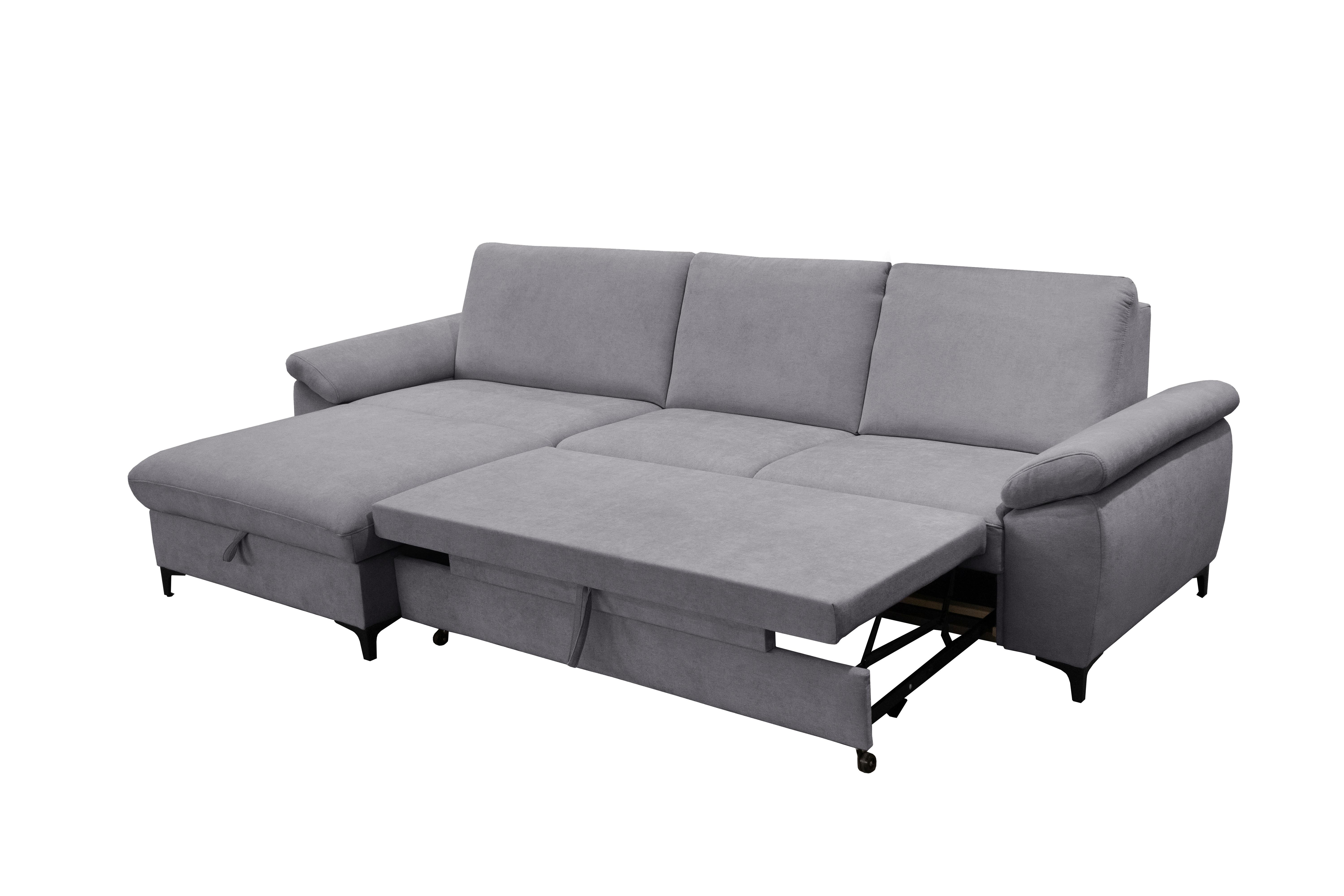 Sarokkanapé Baden - szürke, Design, faalapú anyag/textil (168/291cm) - Premium Living