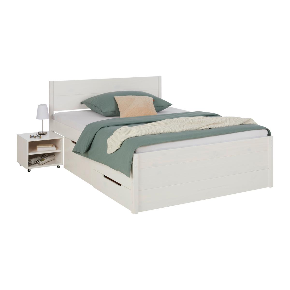 Stauraumbett Efektivo in Weiß ca. 140x200cm - Weiss/Naturfarben, Konventionell, Holz (140/200cm) - Zandiara