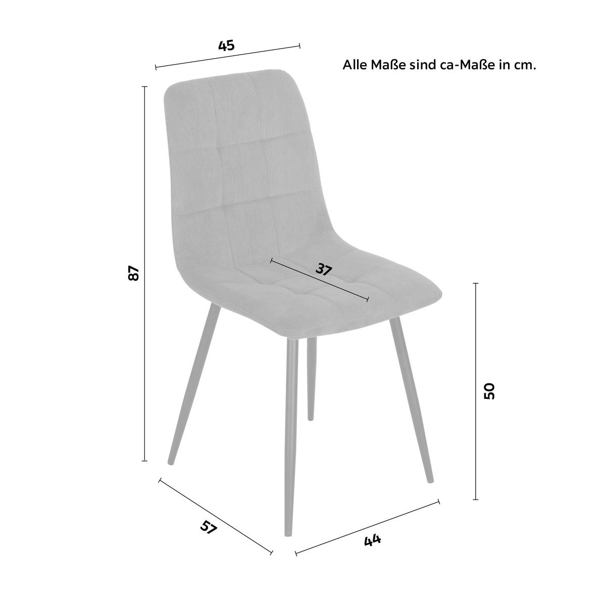 Stuhl Nino aus Kord in Grün - Schwarz/Grün, Modern, Holz/Textil (45/87/57cm) - Mömax