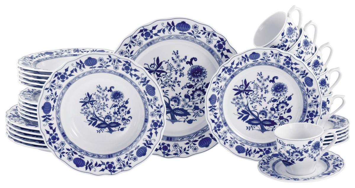 Kombinirani Servis Flora, 30-Delni - modra/bela, Design, keramika - Creatable