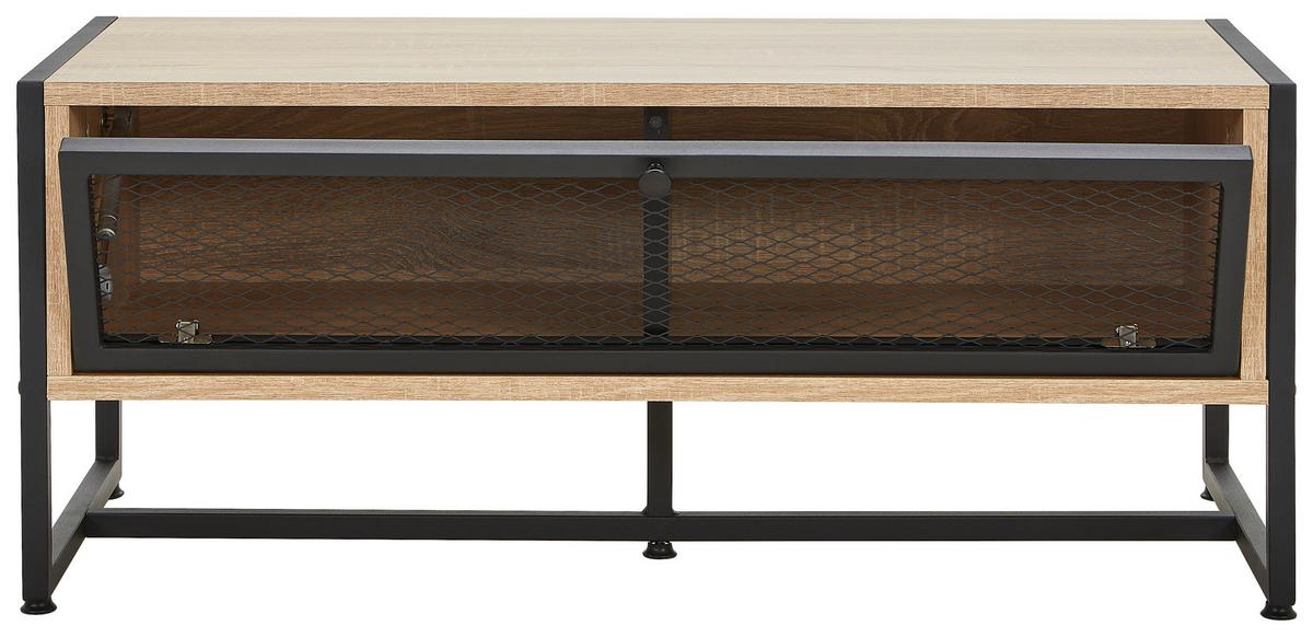 ŁAWKA Z PÓŁKĄ NA BUTY MELA SIDEBOARD - czarny/kolor dębu sonoma, Modern, metal/drewno (95/40/41cm) - P & B