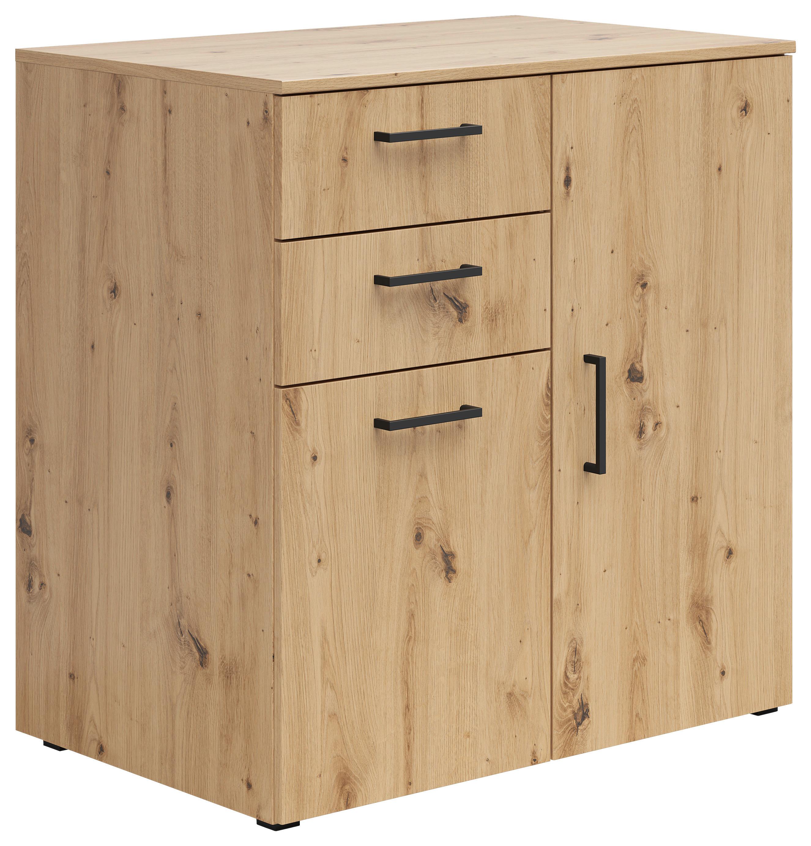 Kommode Multistauraum Eiche Artisan - Anthrazit/Schwarz, Modern, Holzwerkstoff/Kunststoff (80/83/52cm) - Premium Living