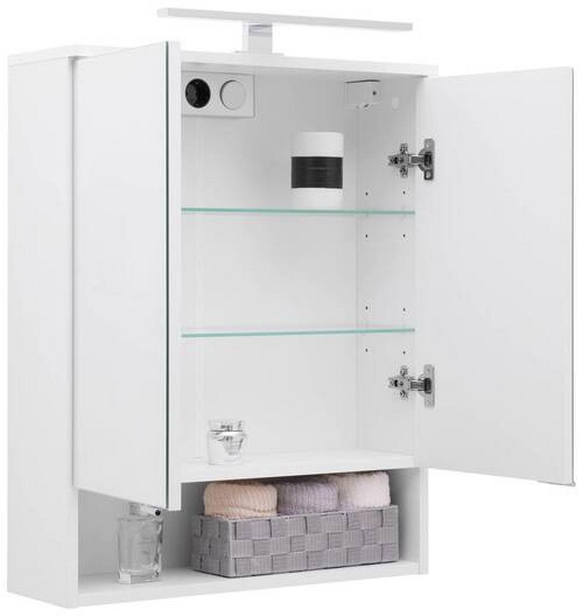 Element S Ogledalom Fresh - bijela visoki sjaj/boje kroma, Konvencionalno, staklo/drvni materijal (60/75/20cm) - Modern Living