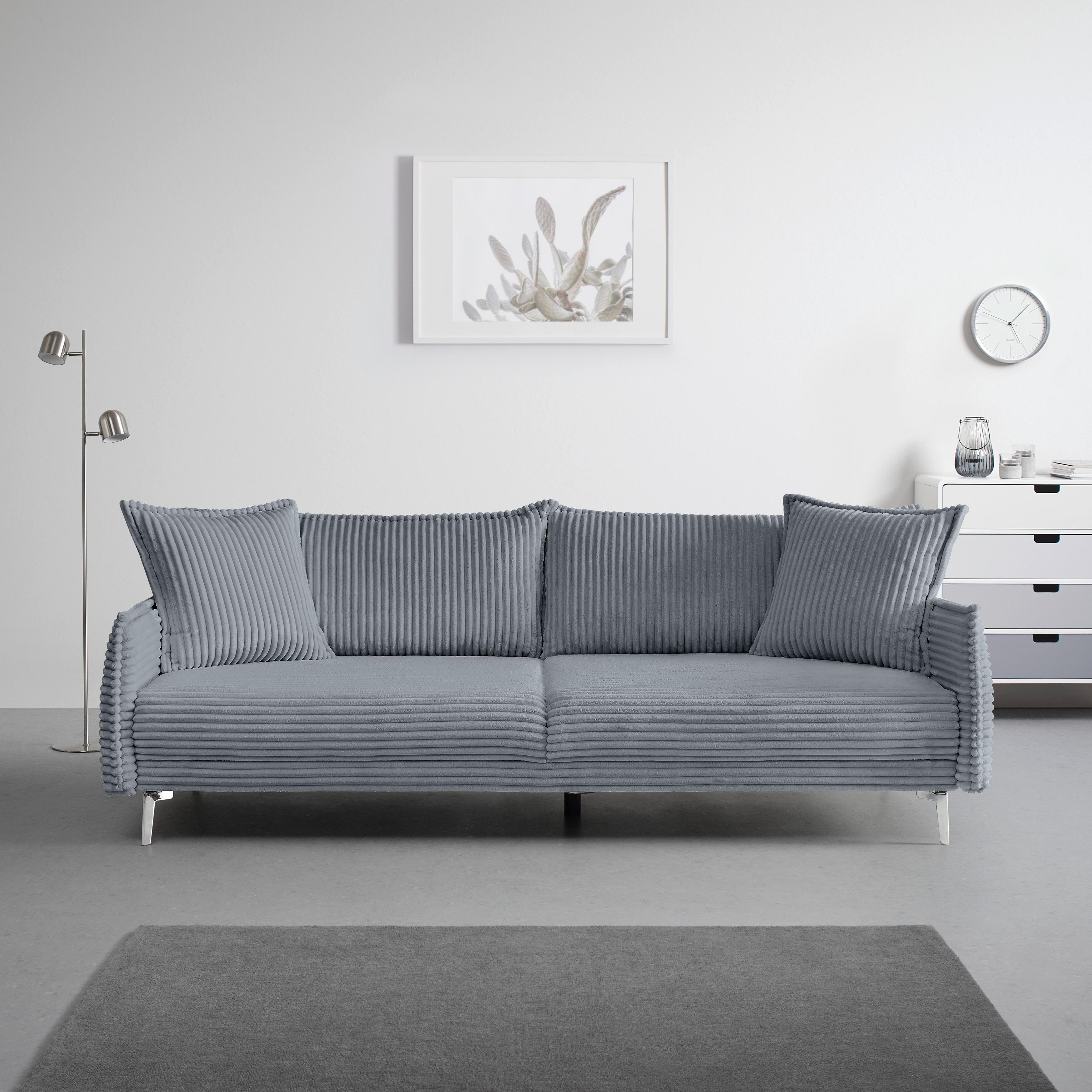 Bigsofa Kiss Dunkelgrau - Chromfarben/Dunkelgrau, MODERN, Holz/Metall (241/90/117cm) - Mömax