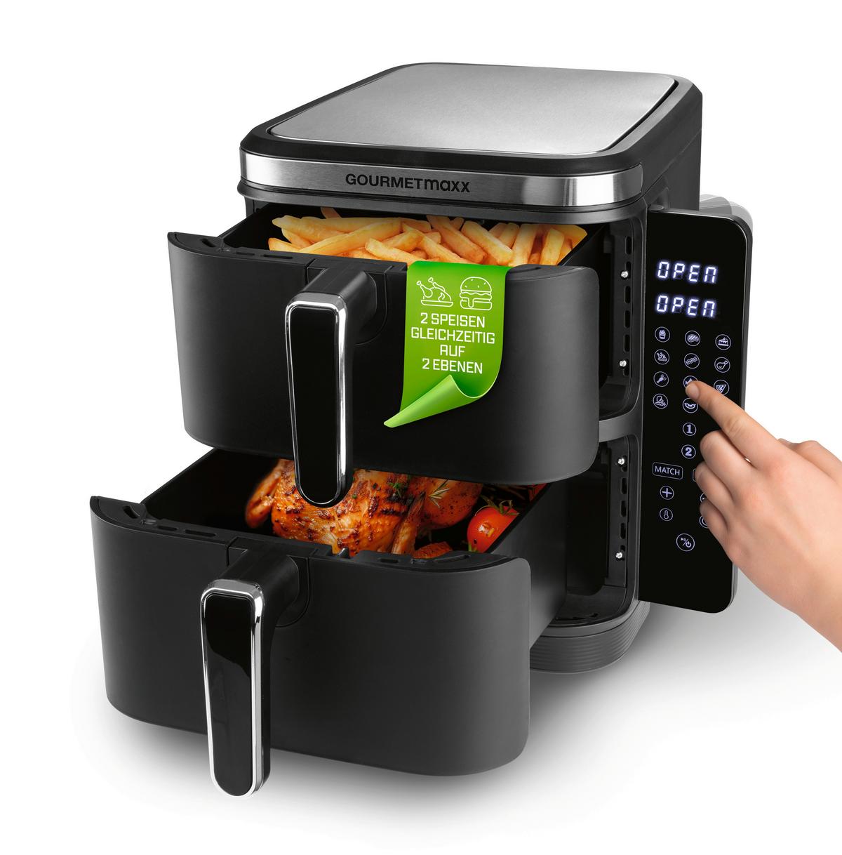 Heißluftfritteuse Gourmetmaxx Schwarz max. 2800 Wattt - Schwarz, MODERN, Kunststoff (38,7/31,9/30,3cm)