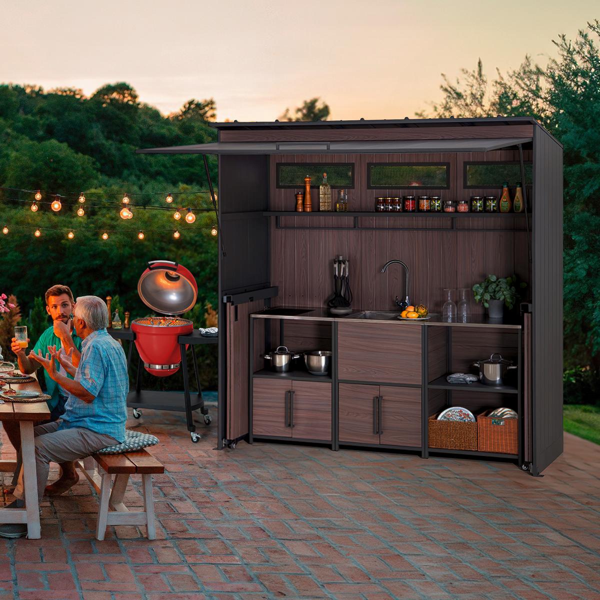 Gartenhaus Mambo Anthrazit/Dunkelbraun - Anthrazit/Dunkelbraun, Basics, Metall (220/226/94cm) - Modante