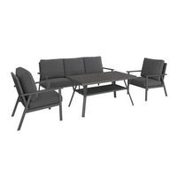 Lounge Garnitura Genua, Črna, Antracit, 4-Delno - črna/antracit, Moderno, kovina/steklo - Beldano