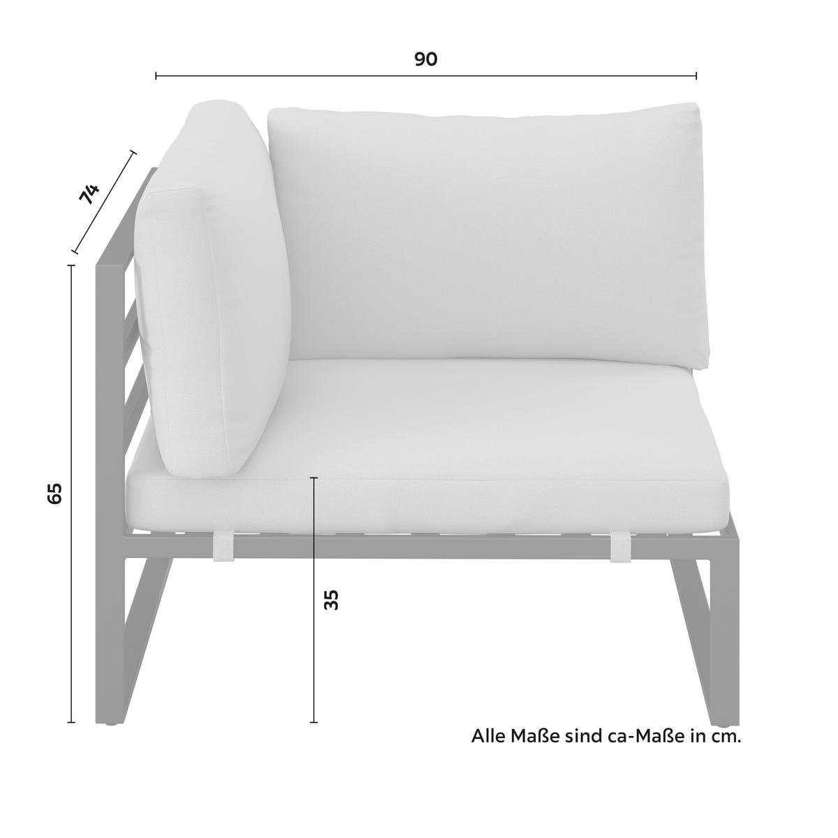 Loungegarnitur Valentina Hellgrau Metall/Textil/Glas - Hellgrau/Schwarz, Modern, Glas/Textil (90/65/74cm) - Bessagi Garden