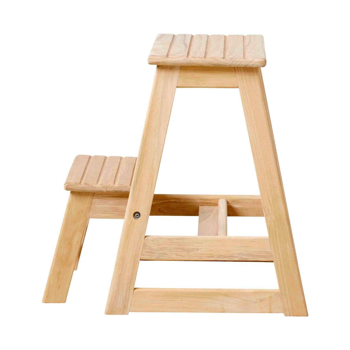Tritthocker Skala Teak - Teakfarben, Natur, Holz (45,5/49/38,5cm) - Gardenson