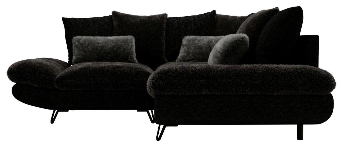 Wohnlandschaft Bormio - Schwarz/Dunkelblau, Modern, Textil/Metall (276/276cm) - Premium Living