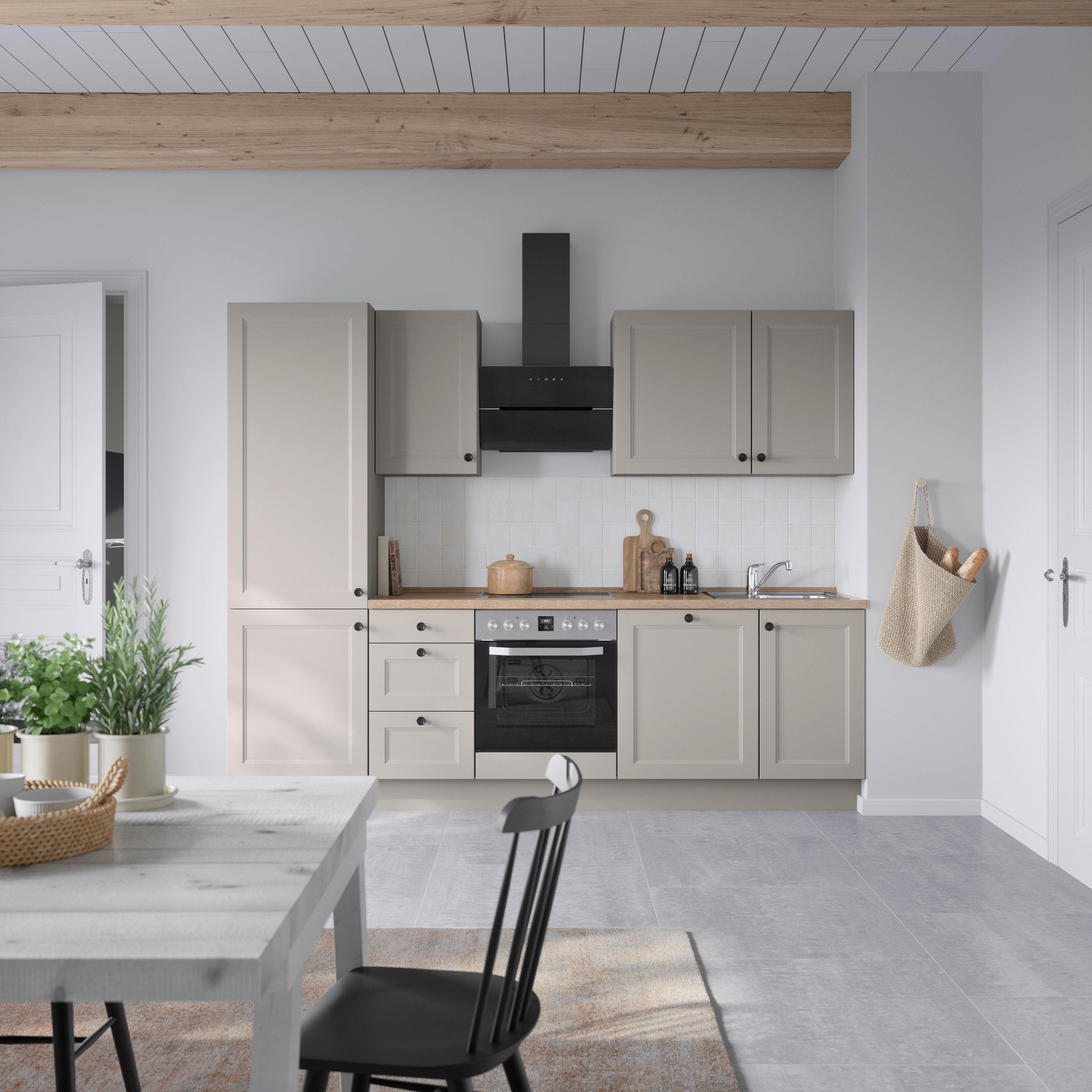 Küchenblock Cascada High m. Geräten Grau - Eiche dunkel/Schwarz, MODERN, Holzwerkstoff/Metall (270cm) - Nobilia