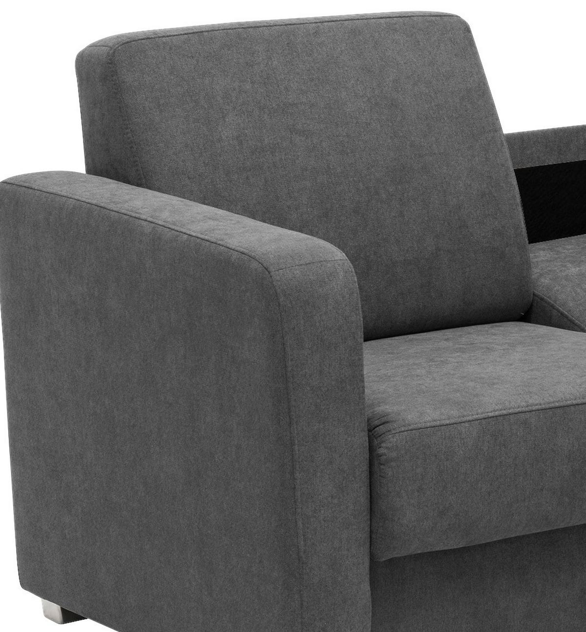 Schlafsofa Mia Anthrazit Mikrofaser - Chromfarben/Anthrazit, Basics, Kunststoff/Textil (159/88/87cm) - Livetastic