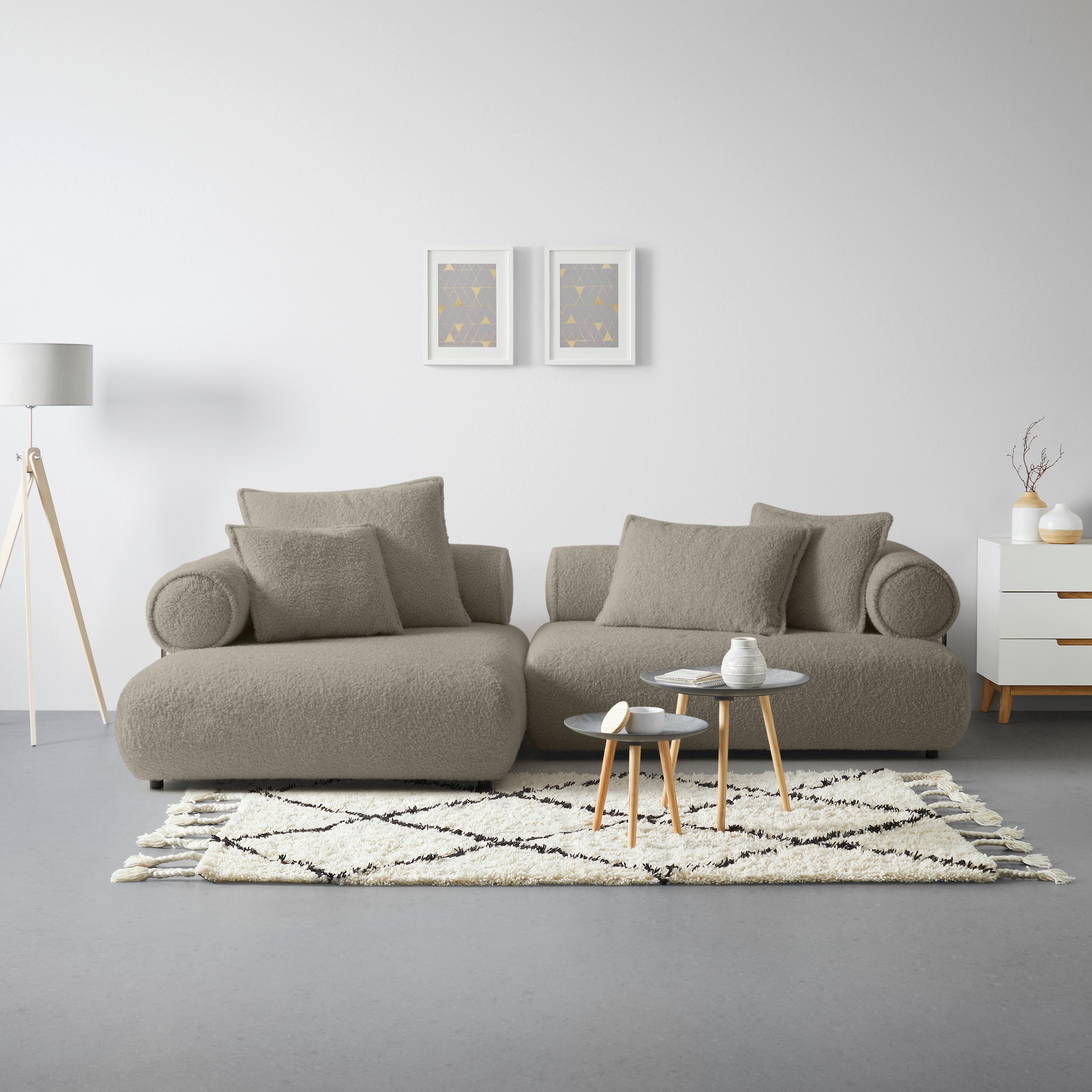 Wohnlandschaft Casimir Silberfarben - Silberfarben/Schwarz, LIFESTYLE, Kunststoff/Textil (180/310cm) - Premium Living