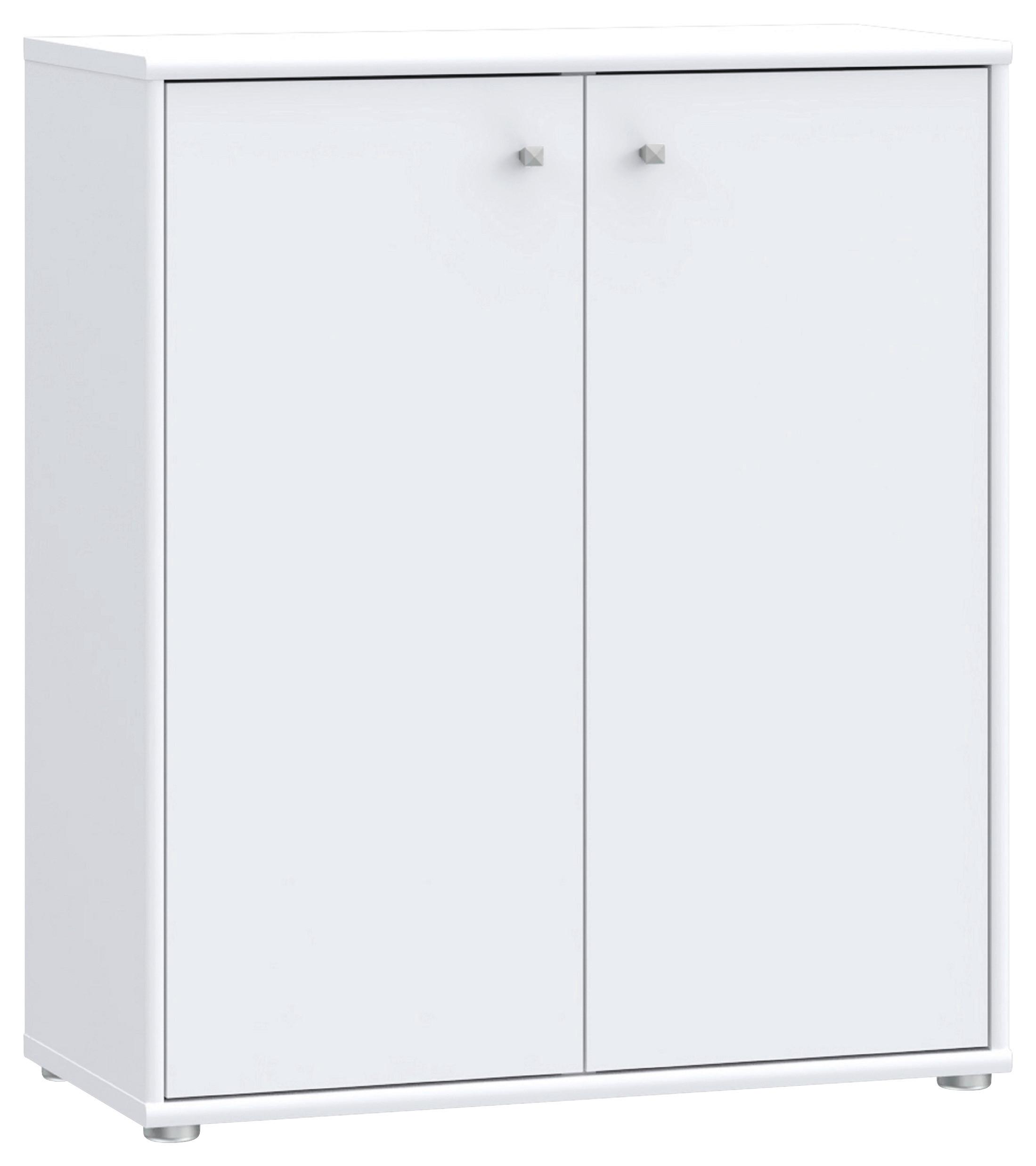 KOMODA TEMPRA 2 - biały/kolor aluminiowy, Design, materiał drewnopochodny (73,7/85,5/34,8cm)