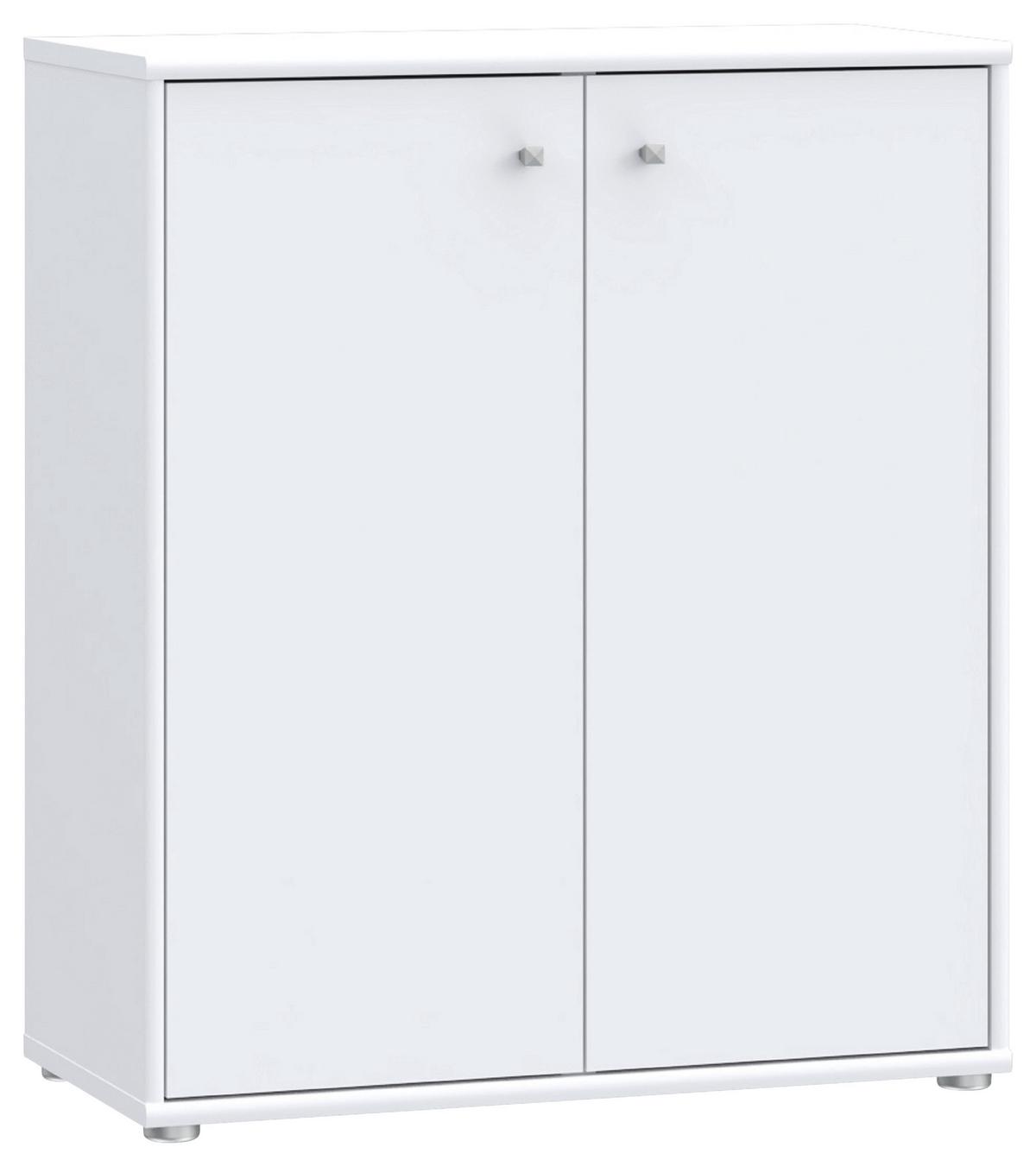 KOMODA TEMPRA 2 - biały/kolor aluminiowy, Design, materiał drewnopochodny (73,7/85,5/34,8cm)