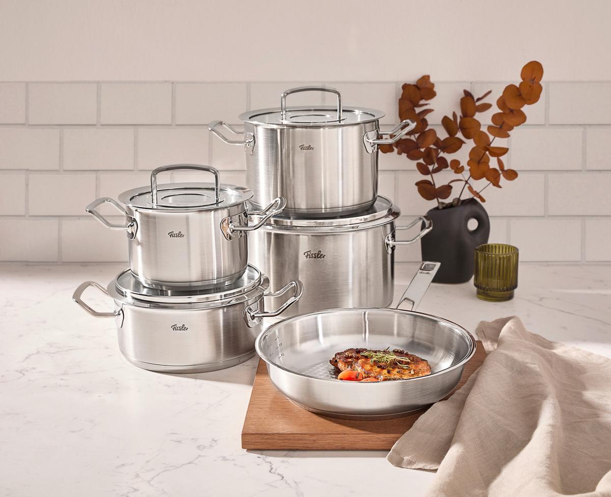 ZESTAW GARNKÓW 084-379-05-000/0 FISSLER - kolor srebrny, Basics, metal/szkło - Fissler