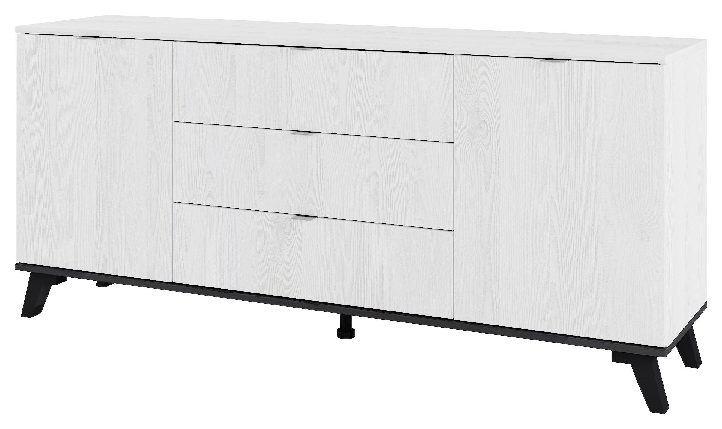 Komód Fehér-fekete Garda - ezüstszínű, Modern, faalapú anyag/fém (160/72/40cm)