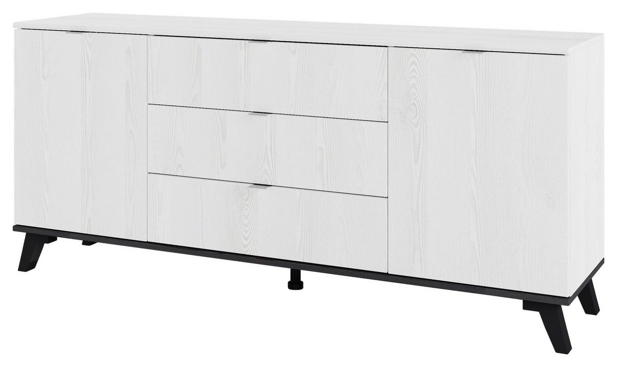 Komód Fehér-fekete Garda - ezüstszínű, Modern, faalapú anyag/fém (160/72/40cm)