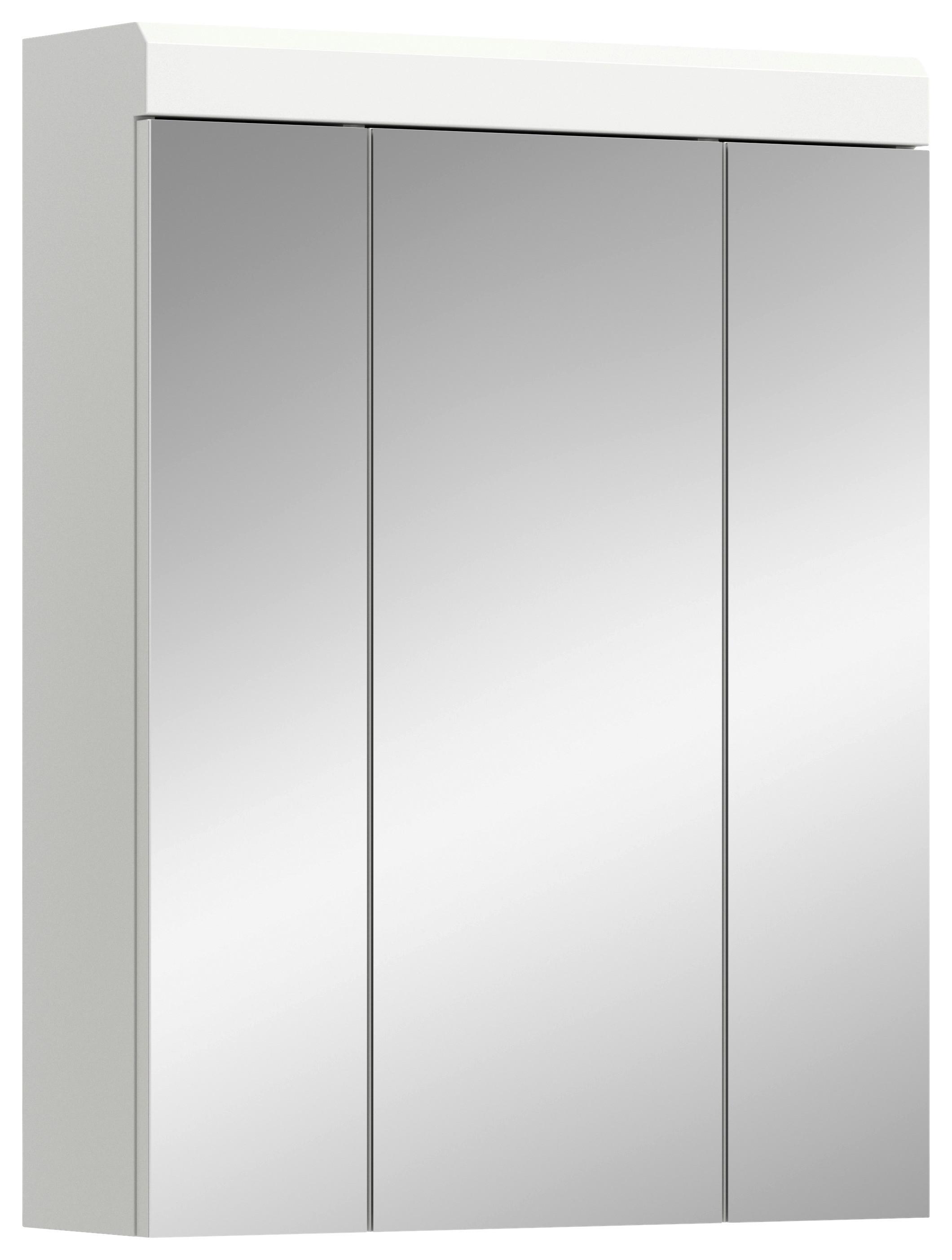 Omara Z Ogledalom Scout, Bela - bela/visoki sijaj, Moderno, steklo/leseni material (60/79/18cm) - MID.YOU