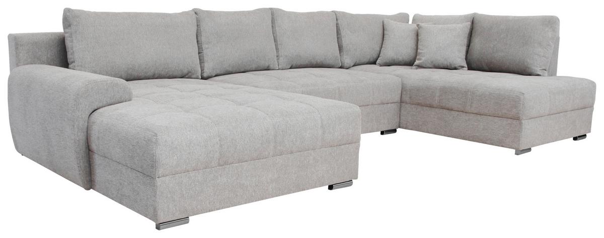 Kutna Garnitura Senso - svijetlo siva/boje kroma, Moderno, tekstil/drvo (183/346/197cm) - Modern Living