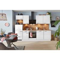 Küchenblock inkl. 4 E-Geräte Flash weiß - Weiss/Eichefarben, Modern, Holzwerkstoff/Metall (290cm) - Nobilia