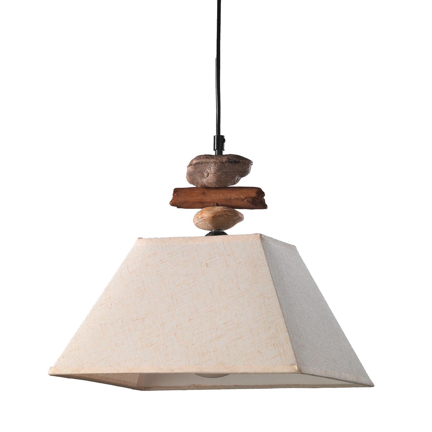 Hängeleuchte Seregon Weiß max. 22 Watt - Weiß, Natur, Textil/Stein (30/25/110cm)