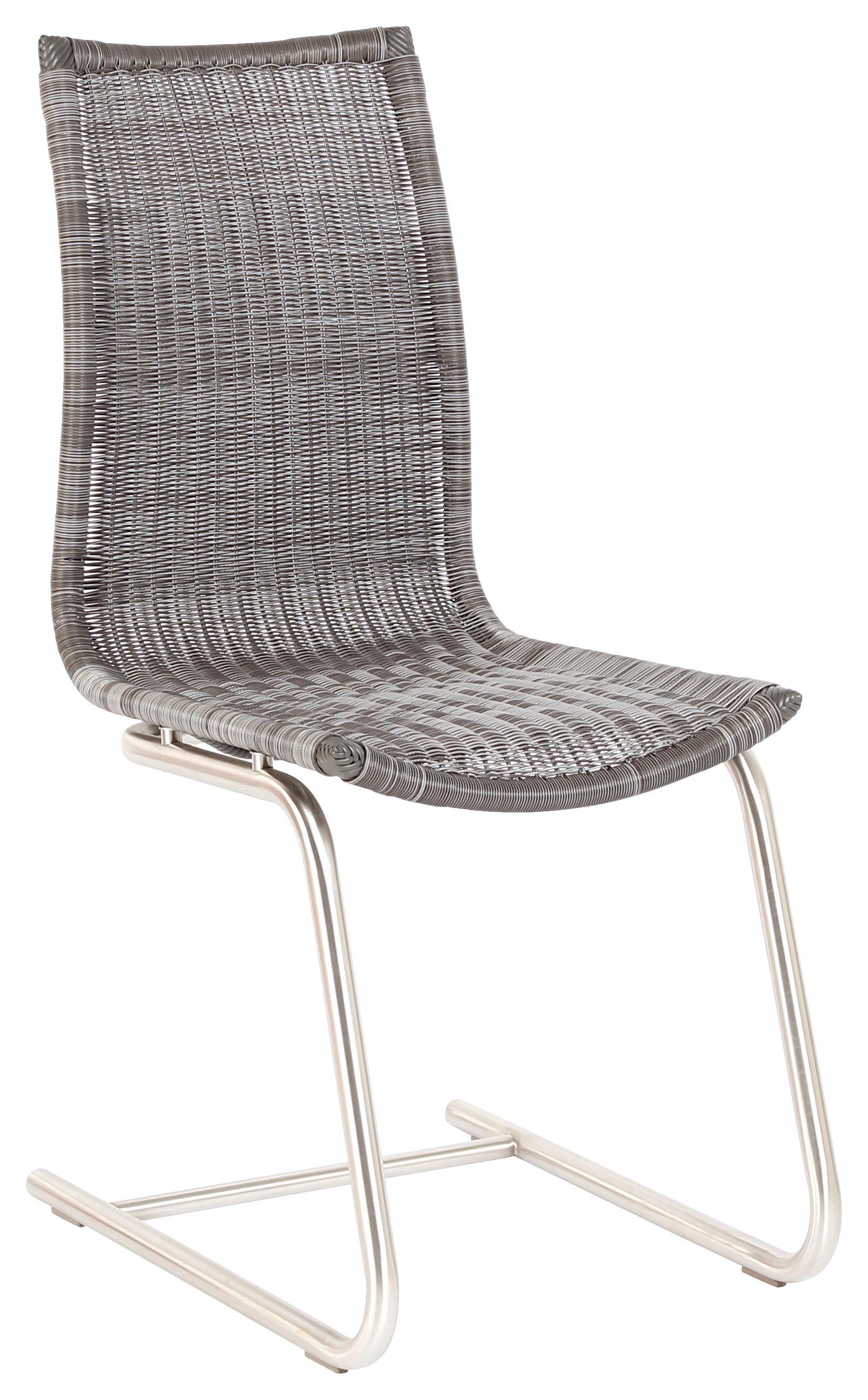 KRZESŁO NA PŁOZIE MARKUS - kolor stalowy/szary, Design, tworzywo sztuczne/metal (43/95,5/57,5cm) - Novel