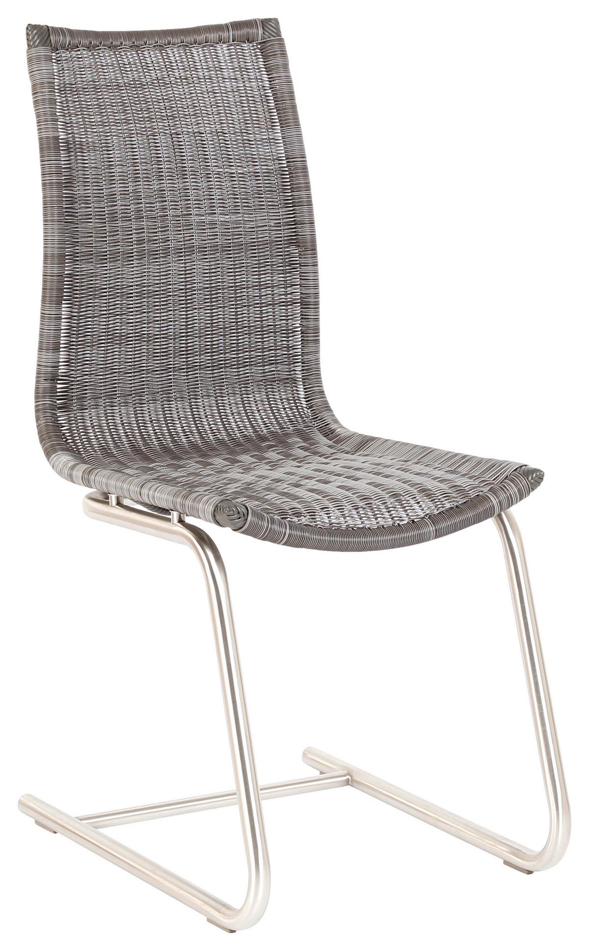 KRZESŁO NA PŁOZIE MARKUS - kolor stalowy/szary, Design, tworzywo sztuczne/metal (43/95,5/57,5cm) - Novel