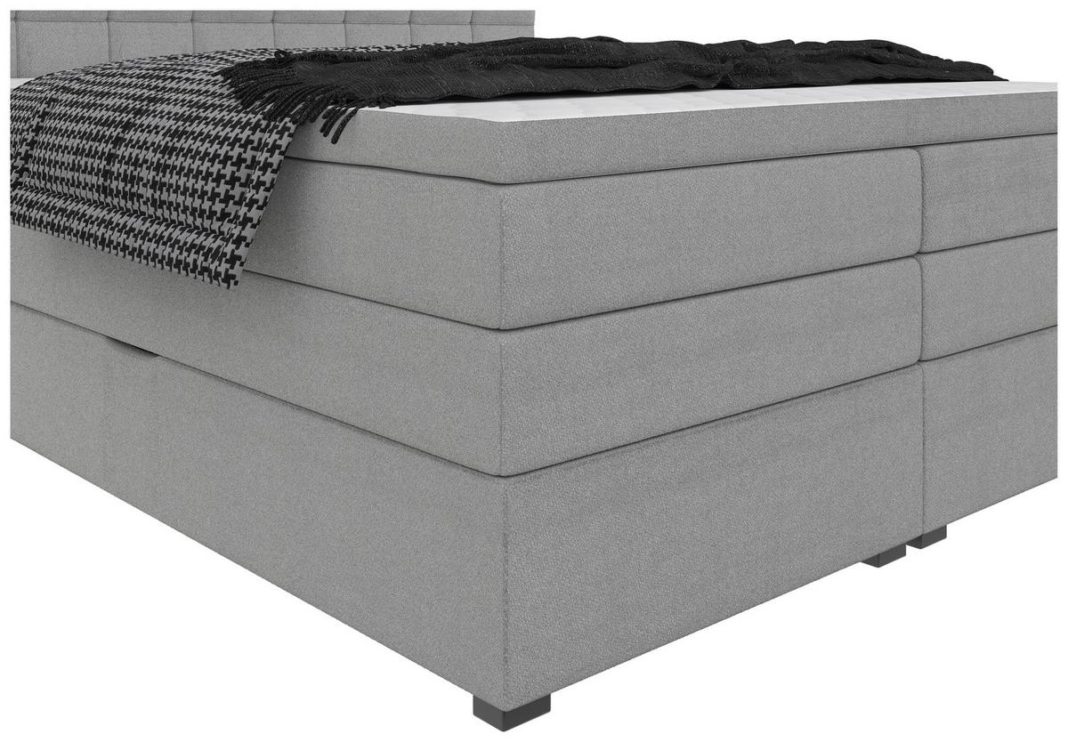 Boxspringbett Fano Grau ca. 200x200cm - Schwarz/Grau, Konventionell, Kunststoff/Textil (200/200cm) - Mömax