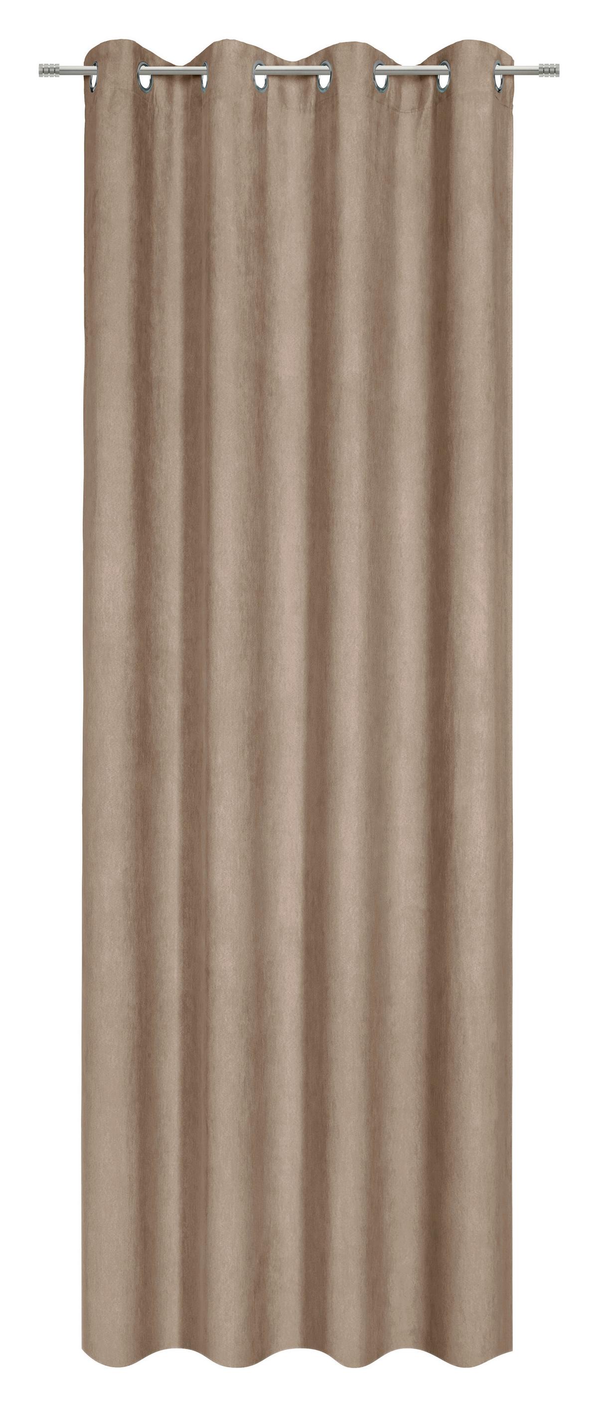 Ösenvorhang Velours ca. 140x245cm - Hellbraun, KONVENTIONELL, Textil (140/245cm) - Modern Living