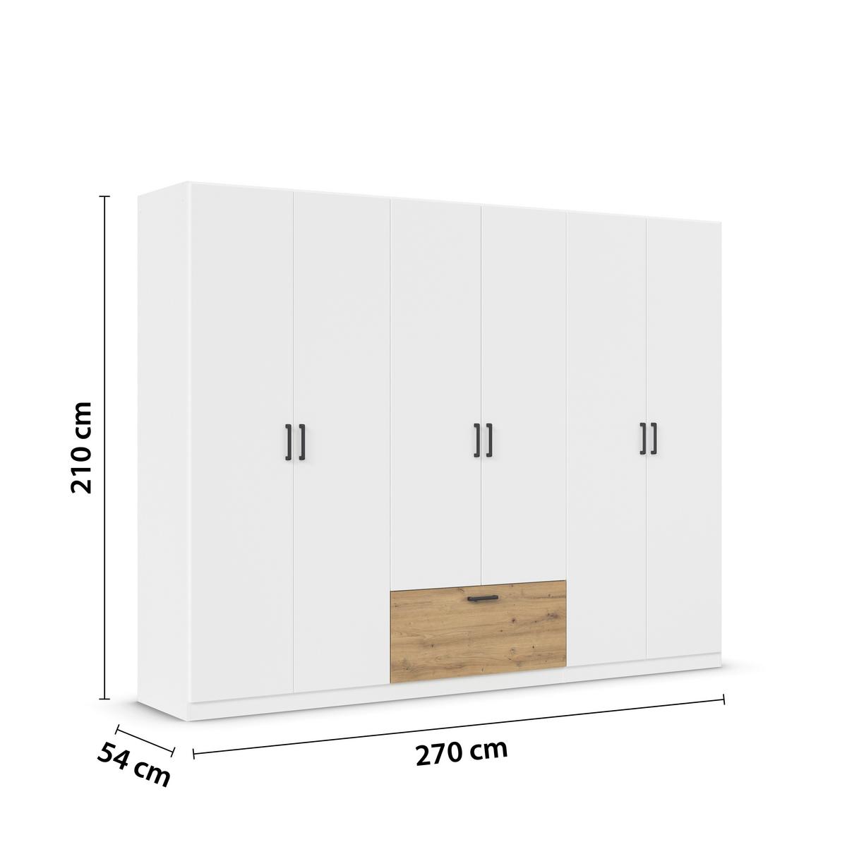 Omara Za Oblačila Bari, Bela, Barva Hrasta - siva/bela, Basics, kovina/leseni material (271/210/54cm) - Boxxx