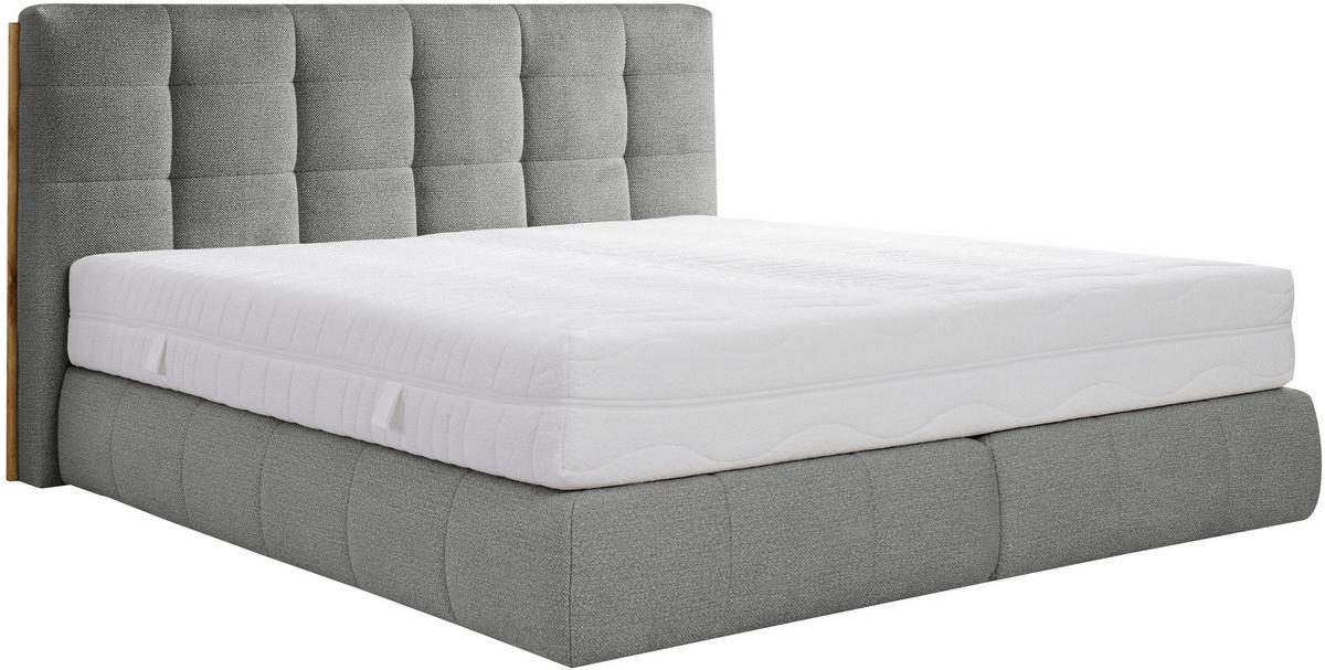 Boxspringbett Lavenito Grau ca. 180x200cm - Schwarz/Grau, KONVENTIONELL, Textil (180/200cm) - Premium Living
