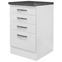 Küchenunterschrank Alba ca. 50x86 cm Weiß Hochglanz - Edelstahlfarben/Weiß Hochglanz, MODERN, Holzwerkstoff/Metall (50/86/60cm) - FlexWell