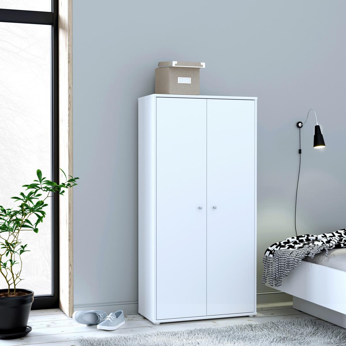 Omara S Klasičnimi Vrati Tempra 2, Bela - bela/barve aluminija, Design, leseni material (73,7/149,5/34,8cm)