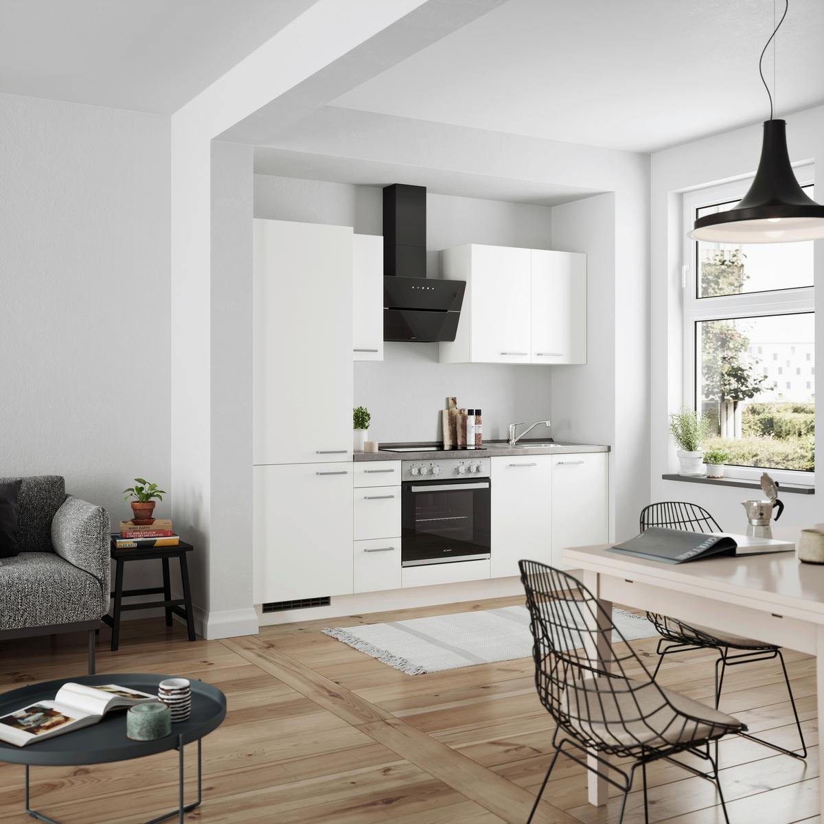 Küchenleerblock Touch High o. Geräte Weiß - Edelstahlfarben/Weiß, MODERN, Holzwerkstoff/Metall (240cm) - Nobilia