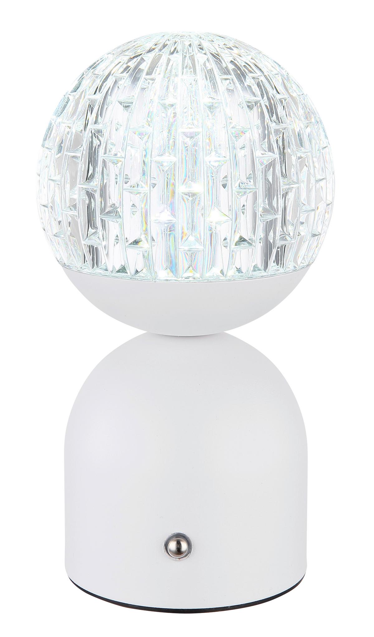 AKKU-TISCHLEUCHTE 21007W - Klar/Weiss, Basics, Kunststoff/Metall (10,5/20cm) - Globo